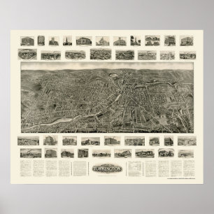 Póster Torrington, CT Panoramic Map - 1909