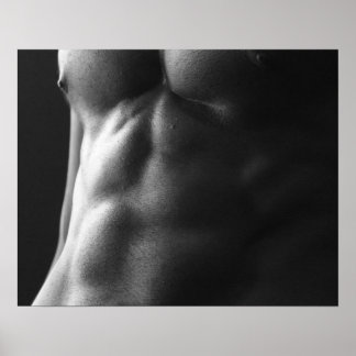 Póster Torso muscular masculino en blanco y negro