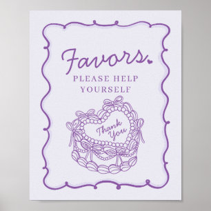 Póster Torta de coqueta de coqueta de color morado retro