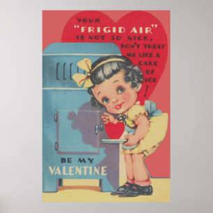 Póster Torta De Corazón De Nevera Linda De San Valentín