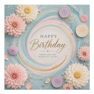 Póster Torta de cumpleaños Dahlia Whirl