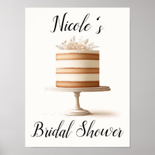 Póster Torta Floral Blanca de Grado Elegante Panadería Co