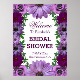 Póster Torta Nupcial Floral Púrpura Regia