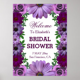Póster Torta Nupcial Floral Púrpura Regia