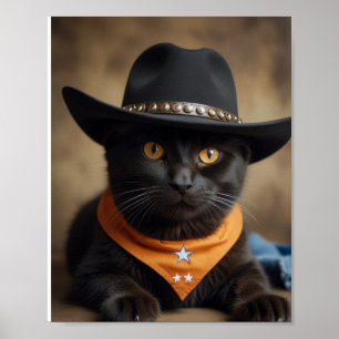 Póster Tortishell Cat Cowboy