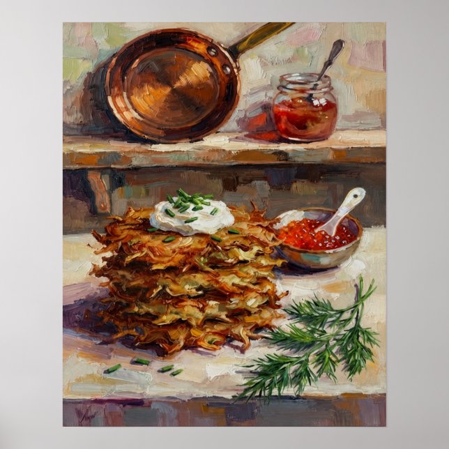 Póster Tortitas de Patata Cocina Bodegón (Frente)