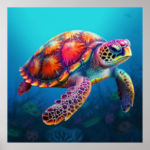 Póster Tortuga acuarela
