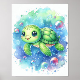 Póster Tortuga acuarela