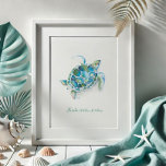 Póster Tortuga acuática<br><div class="desc">Perfecto para niños habitaciones, baños y zonas de estar en su casa de playa tropical. Esta imagen muestra mi original tortuga acuática pintada a mano en tonos turquesa, verde y azul. Coincide con mi colección de decoración del lado del mar. Para ver más arte en los diseños de Victoria Rigali...</div>