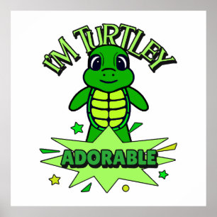 Póster Tortuga Adorable Frase Divertida Totalmente Adorab