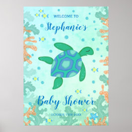 Póster Tortuga bajo el mar Baby Shower