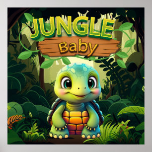 Póster Tortuga bebé, adorable personaje de animal de tort