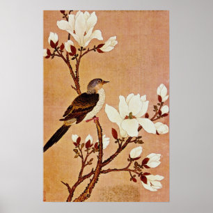 Póster tortuga blanca en rama de flores, Chiang T'ing