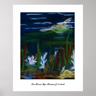 Póster tortuga, Caballos de Mar por: Thomas J Norbeck
