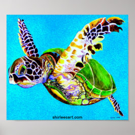 Póster tortuga colorida