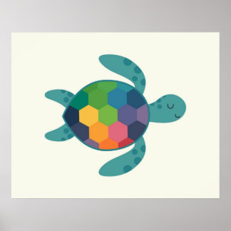 Póster Tortuga Colorida con Caparazón Geométrico para Beb
