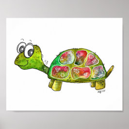 Póster Tortuga colorida y caprichosa