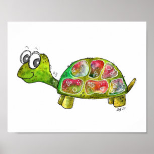 Póster Tortuga colorida y caprichosa