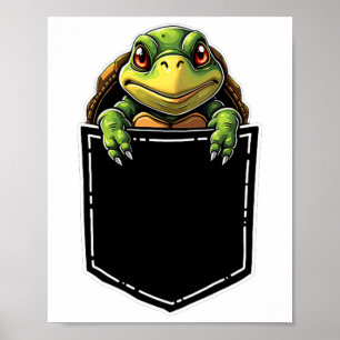 Póster Tortuga Cuta En El Bolsillo Funny Halloween Set C