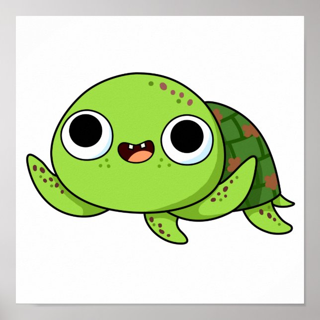 Póster Tortuga Cute Kawaii (Frente)
