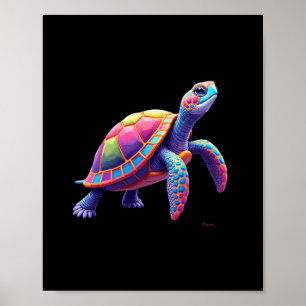 Póster Tortuga de caja oriental Colorful Splash (4)