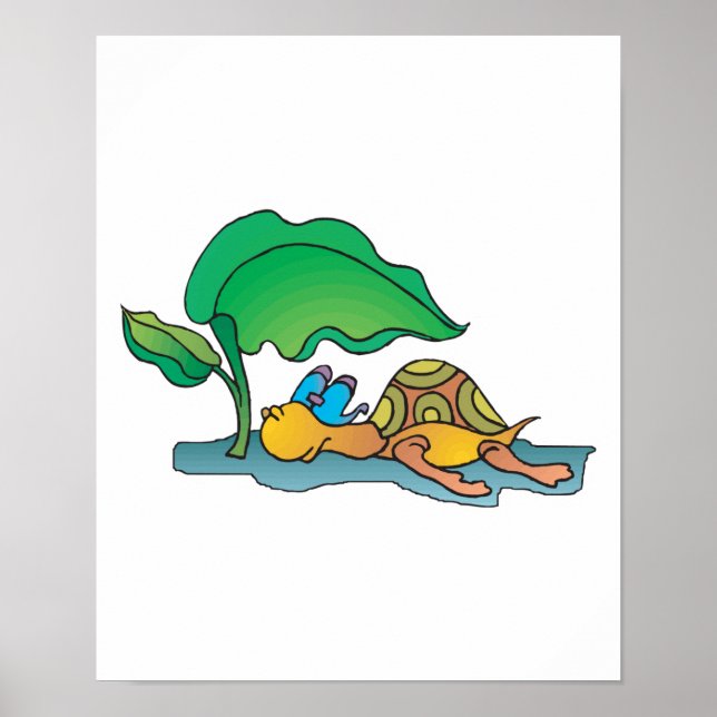 Póster tortuga de descanso divertida (Frente)