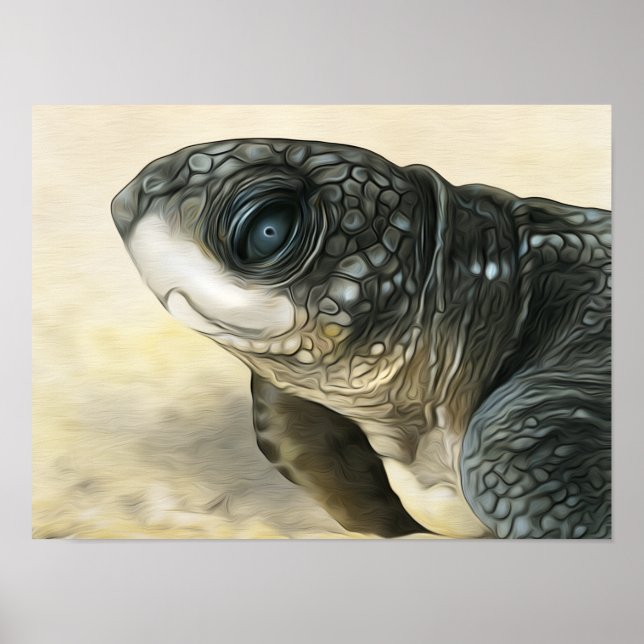 Póster Tortuga de mar de cuero estilizada (Frente)