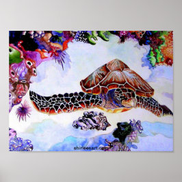 Póster tortuga de natación
