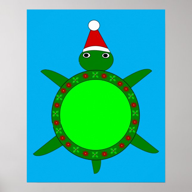 Póster Tortuga de Navidades cortos con caparazón de flore (Frente)