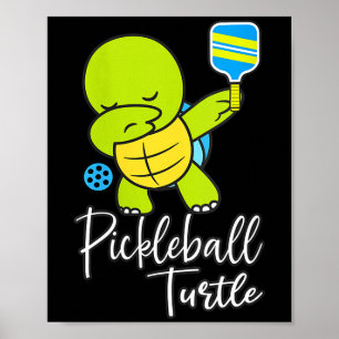 Póster Tortuga de pickleball femenino divertido chiste de