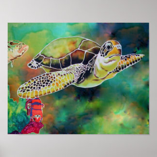 Póster Tortuga de tortuga de mar verde "La Tortue"