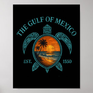 Póster Tortuga Del Golfo De México Este. Suns retro vinta