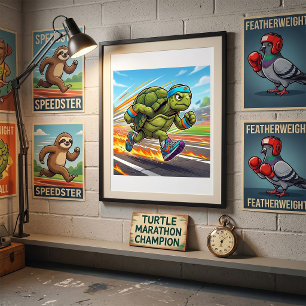 Póster Tortuga Deportiva Corredora Veloz Atleta
