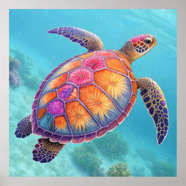 Póster Tortuga encantadora