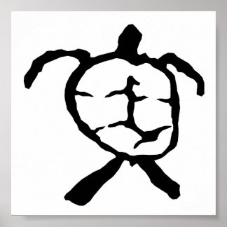 Póster Tortuga hawaiana - negro