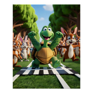 Póster Tortuga la ganadora.