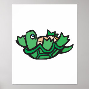Póster tortuga linda en la espalda