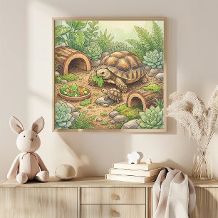 Póster Tortuga Mamá y Guardería de Bebés