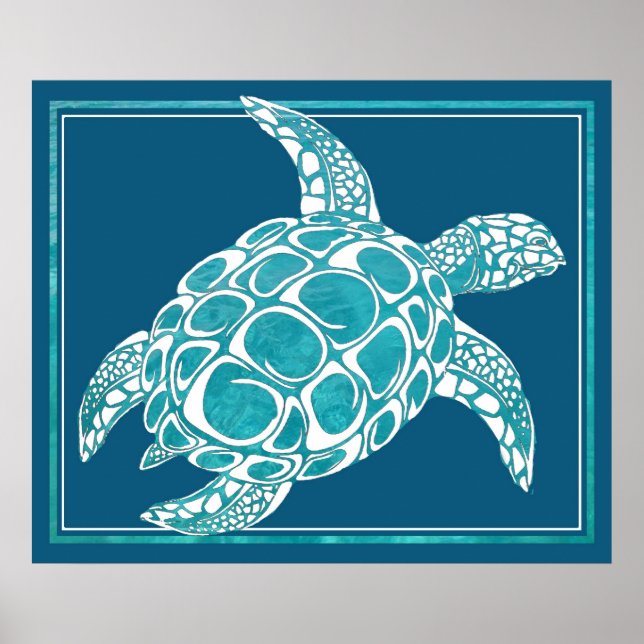 Póster Tortuga marina Aqua (Frente)