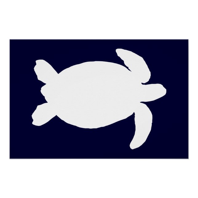 Póster Tortuga marina azul y blanca (Anverso)
