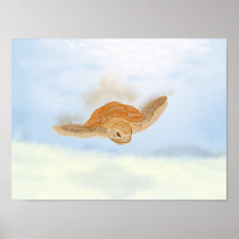 Póster Tortuga marina bajo el agua.