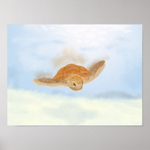 Póster Tortuga marina bajo el agua.