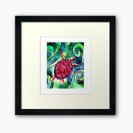 Póster Tortuga marina colorida tropical