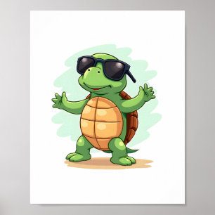 Póster Tortuga Marina Dabbing Amante de los Animales Salv