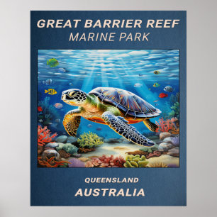 Póster Tortuga marina de la Gran Barrera de Coral