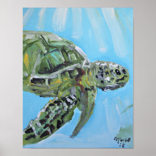 Póster Tortuga Marina Elegante