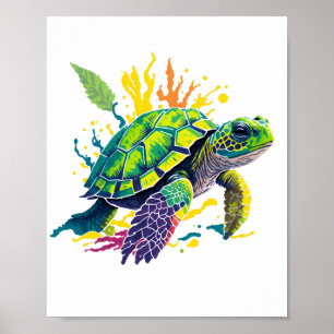PÓSTER TORTUGA MARINA EN UN DÍA DE VERANO 