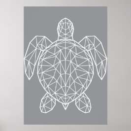 Póster Tortuga marina geométrica blanca en estructura de 