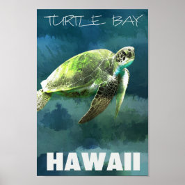 Póster Tortuga marina hawaiana artística
