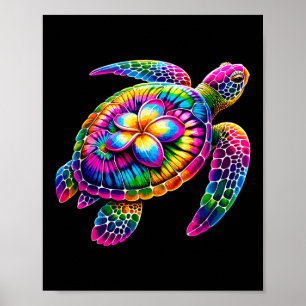 Póster Tortuga marina hawaiana Tie-dye Vacaciones en Hawa